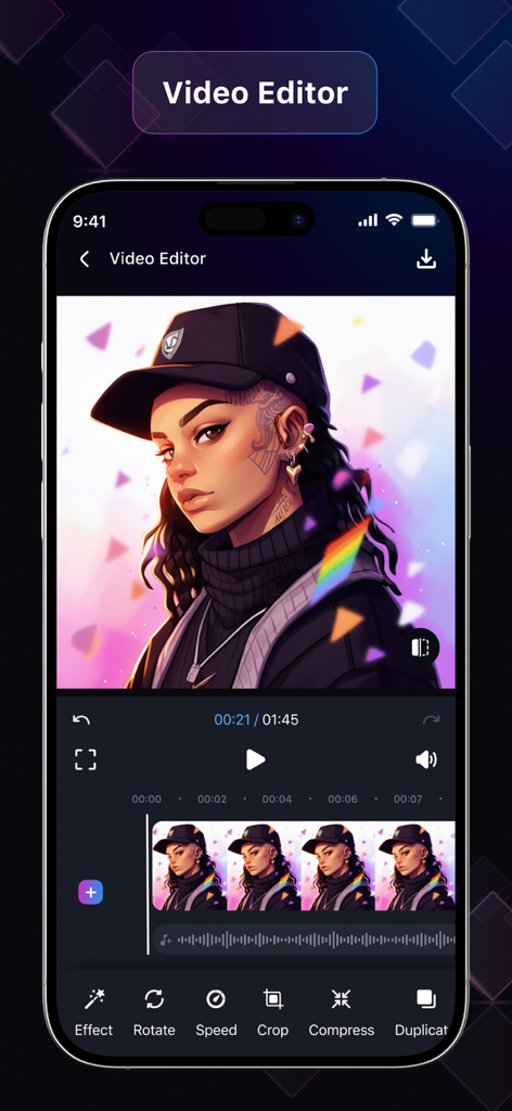 EasyCut : Video Editor & Maker - Mobile video editing screen with timeline and tool icons in the EasyCut app
