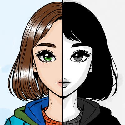 split realistic girl