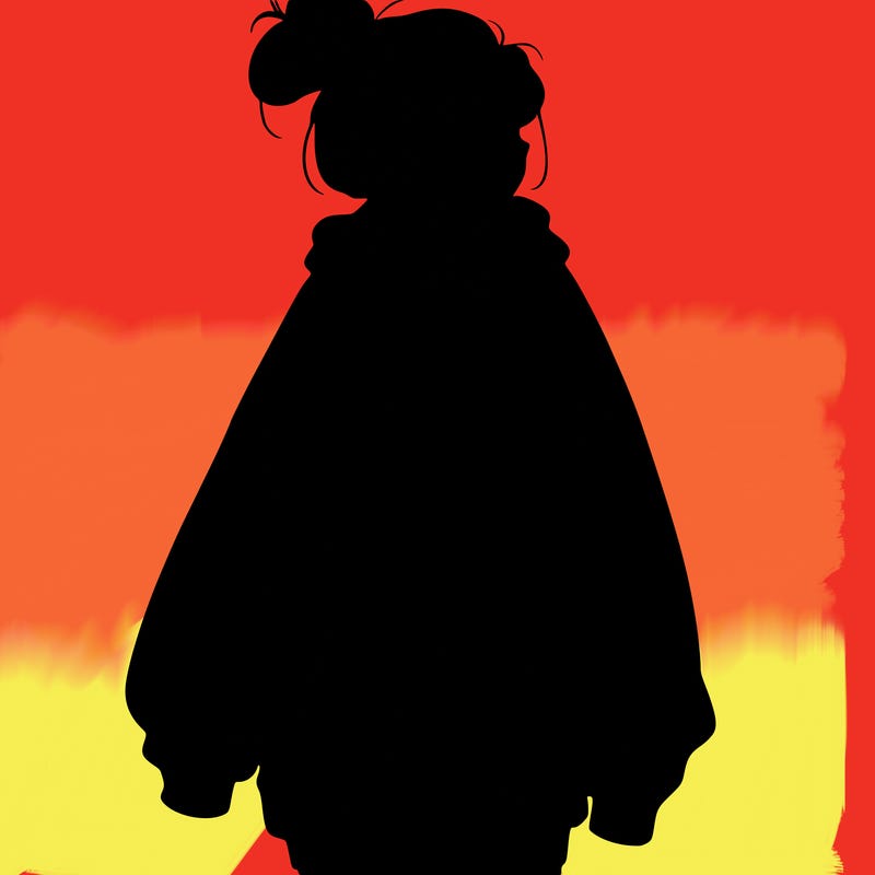 realistic girl with a oversized sweatshirt on and a bun