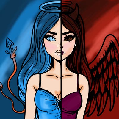 devil vs angel realistic girl