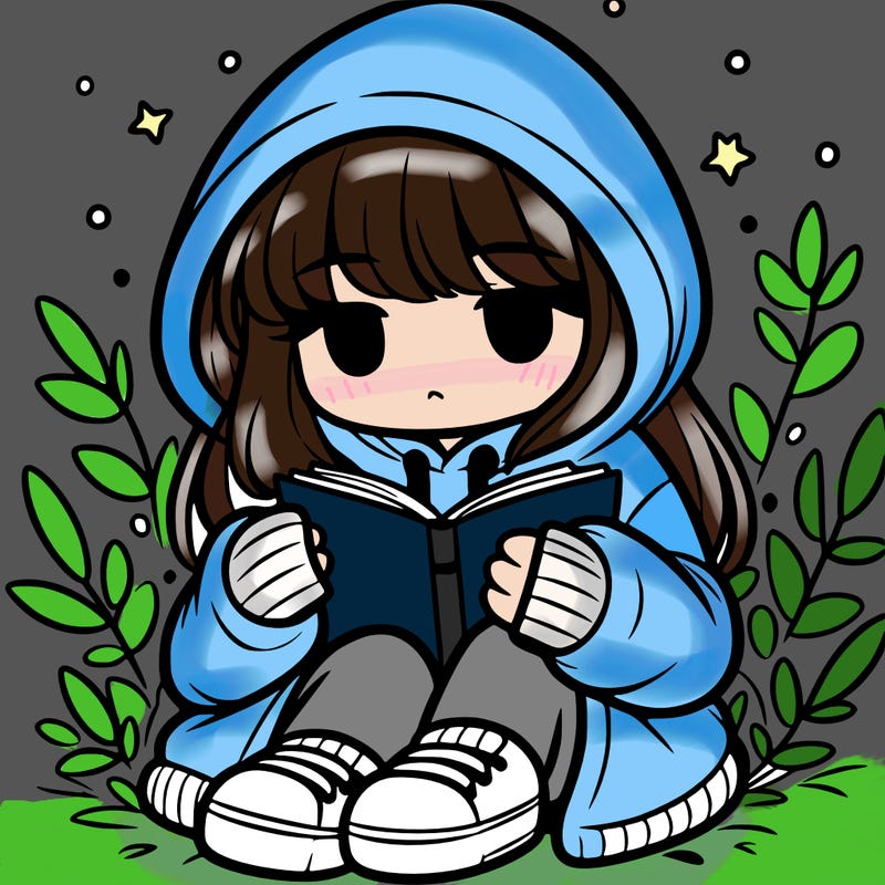 girl in oversized hoodie reading a book