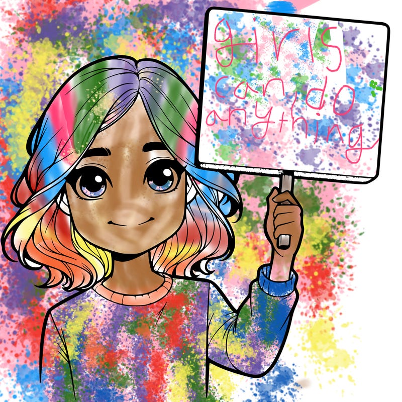 realistic girl holding up a sign