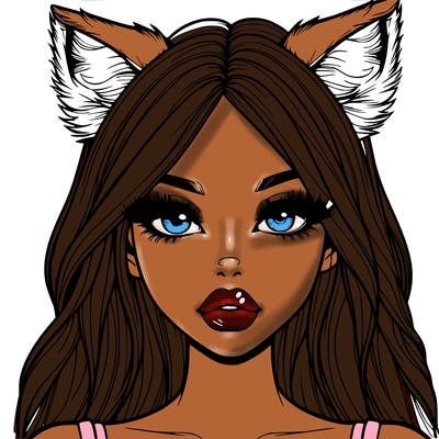 realistic girl with fox ears and realistic lips