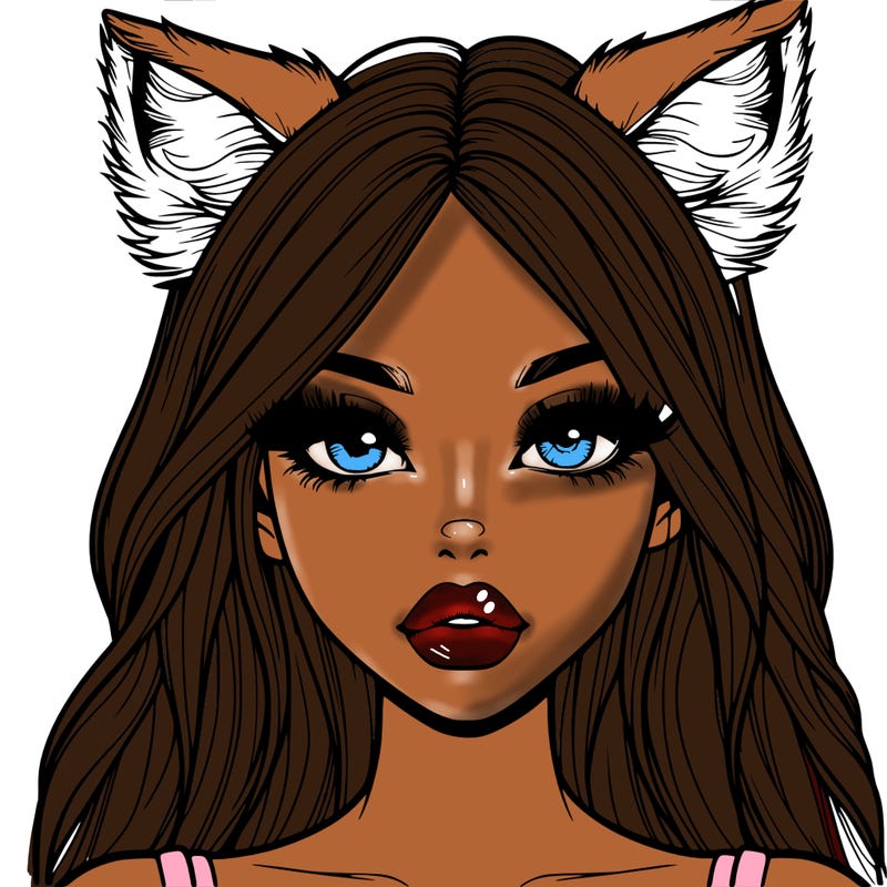 realistic girl with fox ears and realistic lips