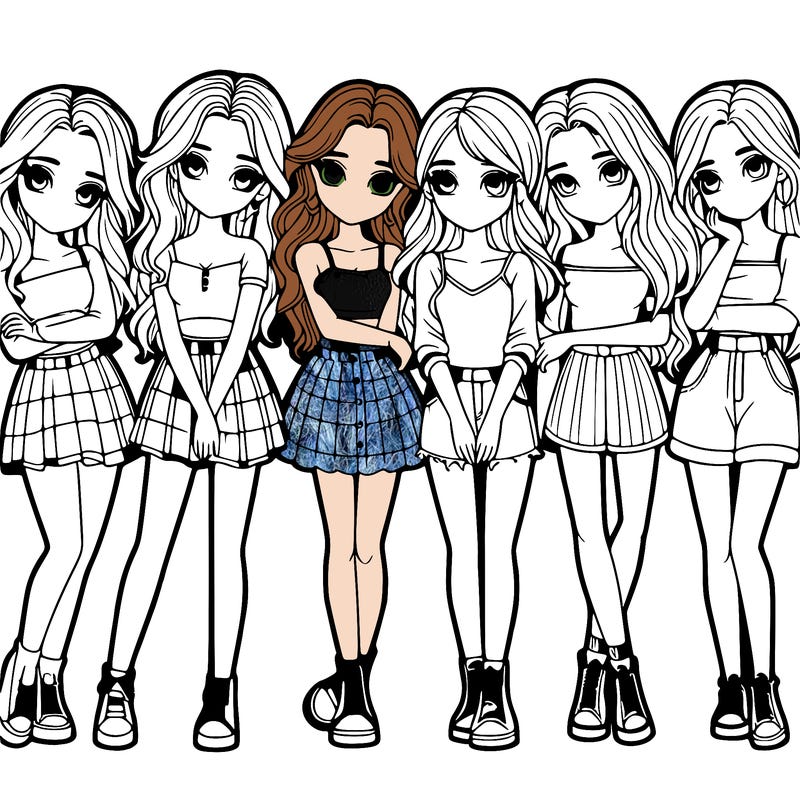 a group of girls realistic