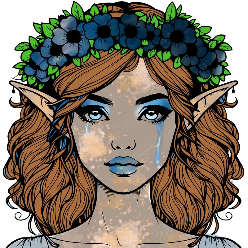 realistic female elf with flower crown