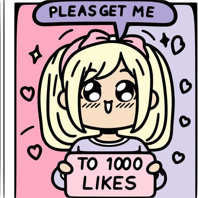 a girl saying please get me to 100 likes