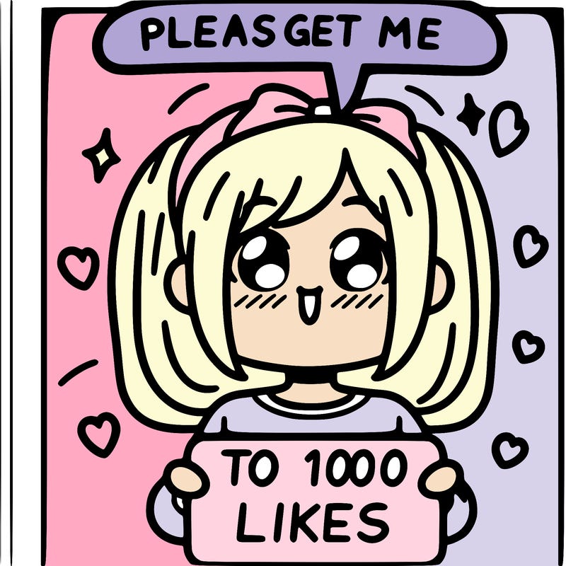 a girl saying please get me to 100 likes