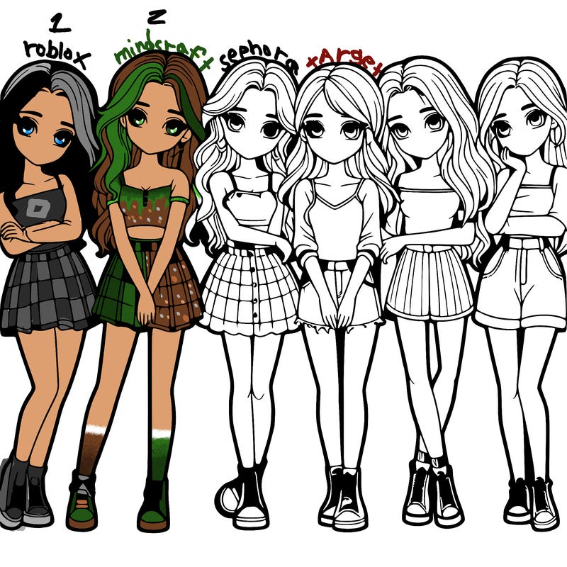 a group of girls realistic