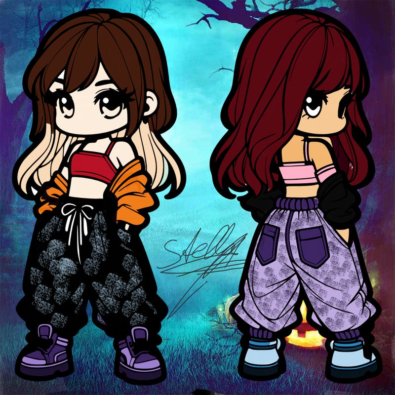 girl in crop top and baggy pants