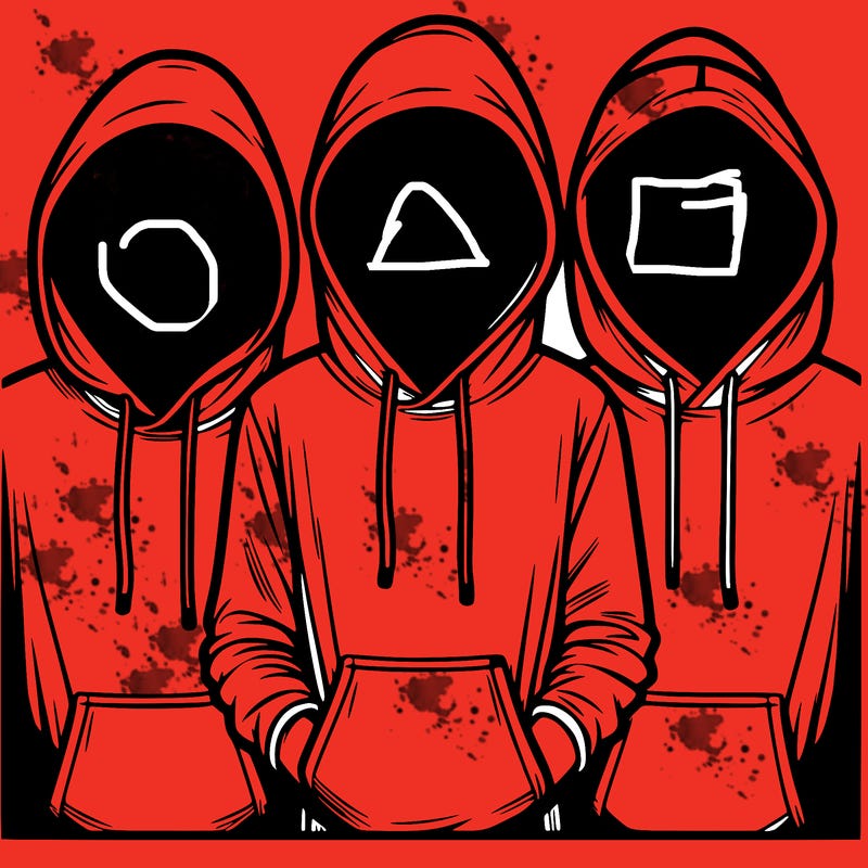 3 faceless people in  hoodies