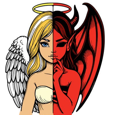 realistic angel half demon