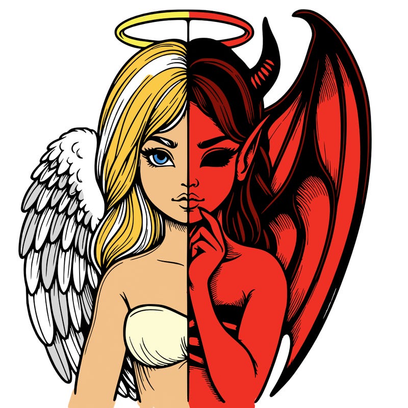 realistic angel half demon