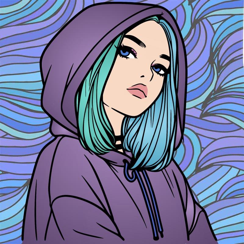 a realistic girl in a hoodie