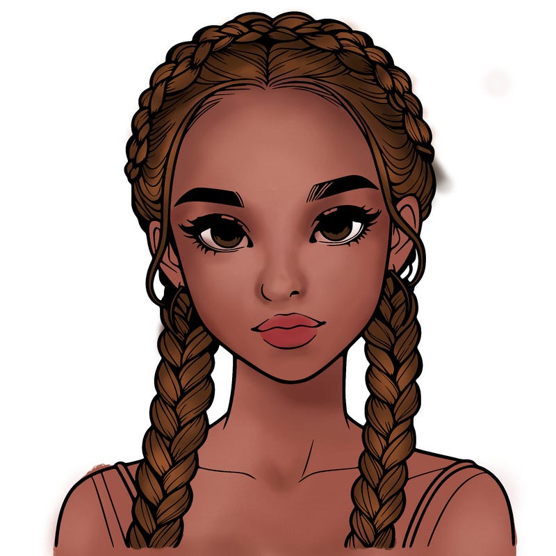 realistic girl with braids
