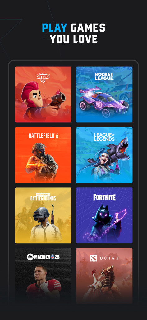 Overview of supported competitive games on Repeat.gg including Fortnite League of Legends and Rocket League.