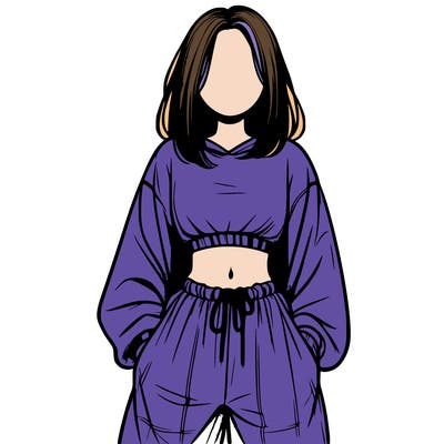 realistic girl faceless with baggy pants and a crop top