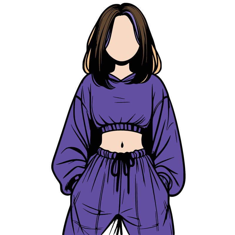realistic girl faceless with baggy pants and a crop top