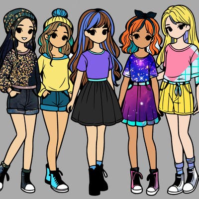 a group of five girls