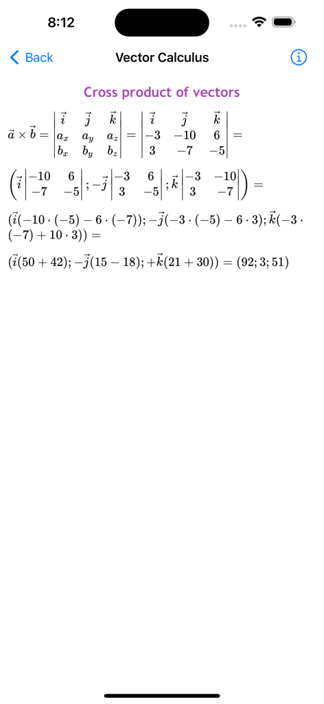 Math Solver Pro - Schritt-für-Schritt-Berechnung des Kreuzprodukts von Vektoren in der Mathe-Löser Pro App