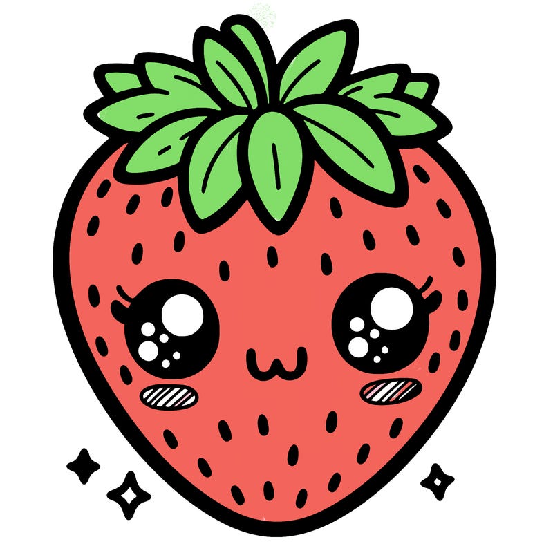 strawberry with cute face