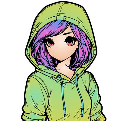 realistic girl with hoodie