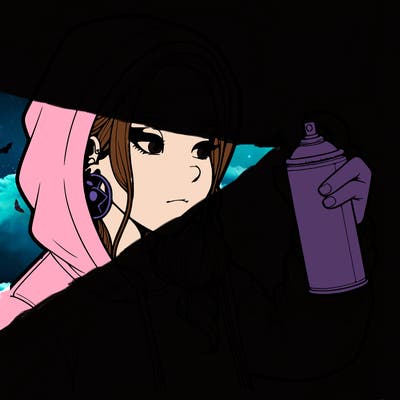 a realistic girl, spray painting