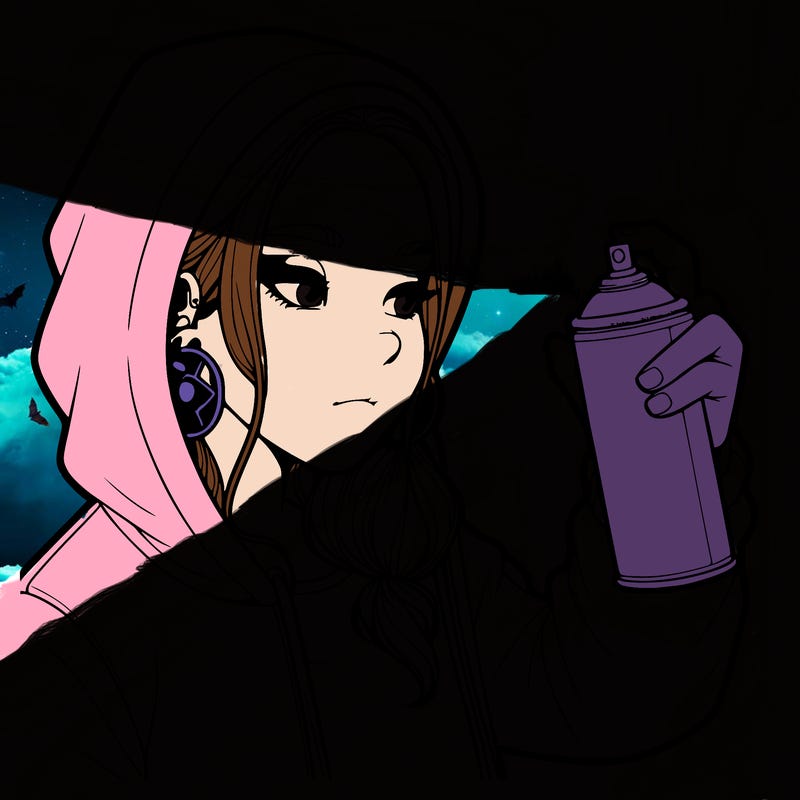 a realistic girl, spray painting