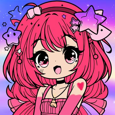 cute anime girl with star accessories