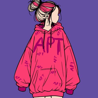 realistic girl with a oversized sweatshirt on and a bun