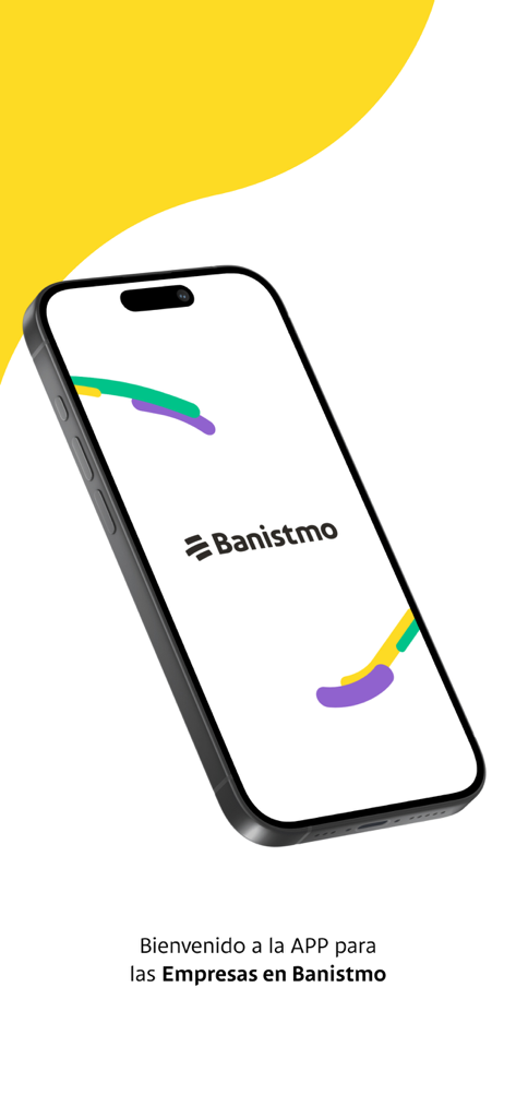 Banistmo APP Empresas - Pantalla de bienvenida de Banistmo APP Empresas en un iPhone