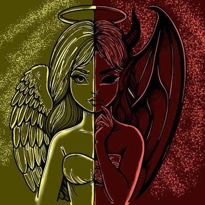 realistic angel half demon