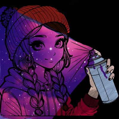 realistic girl spray painting