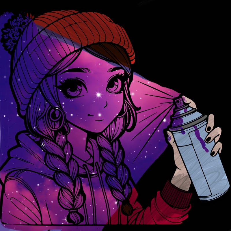 realistic girl spray painting