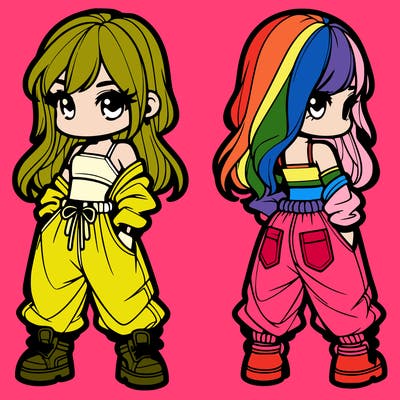 girl in crop top and baggy pants