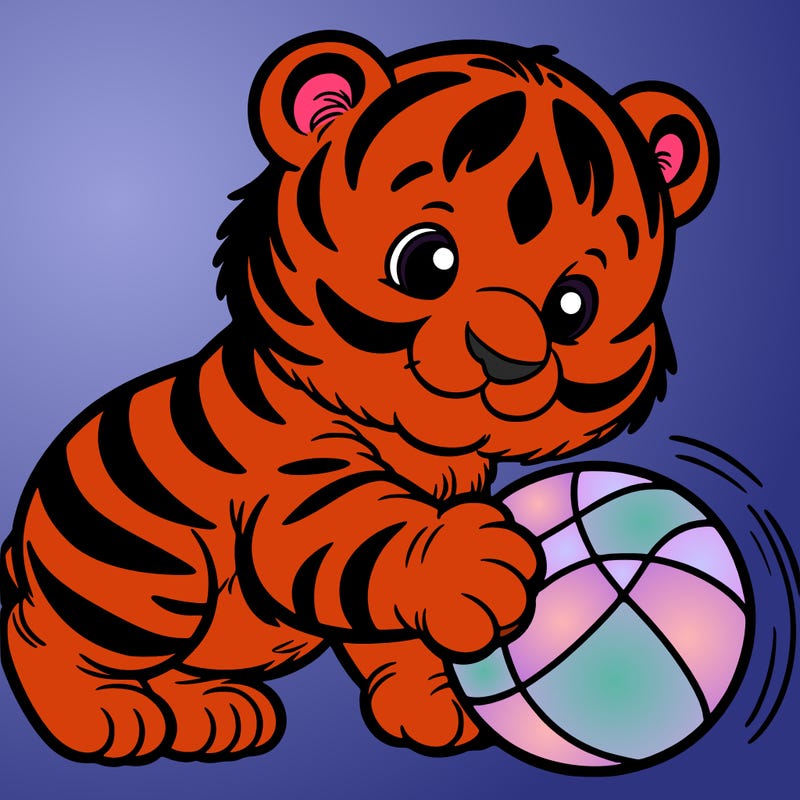 tiger playing with a ball