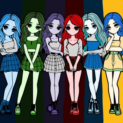 a group of girls realistic