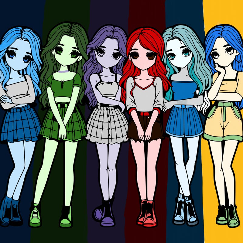 a group of girls realistic