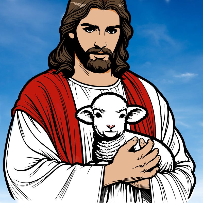 realistic jesus holding a lamb