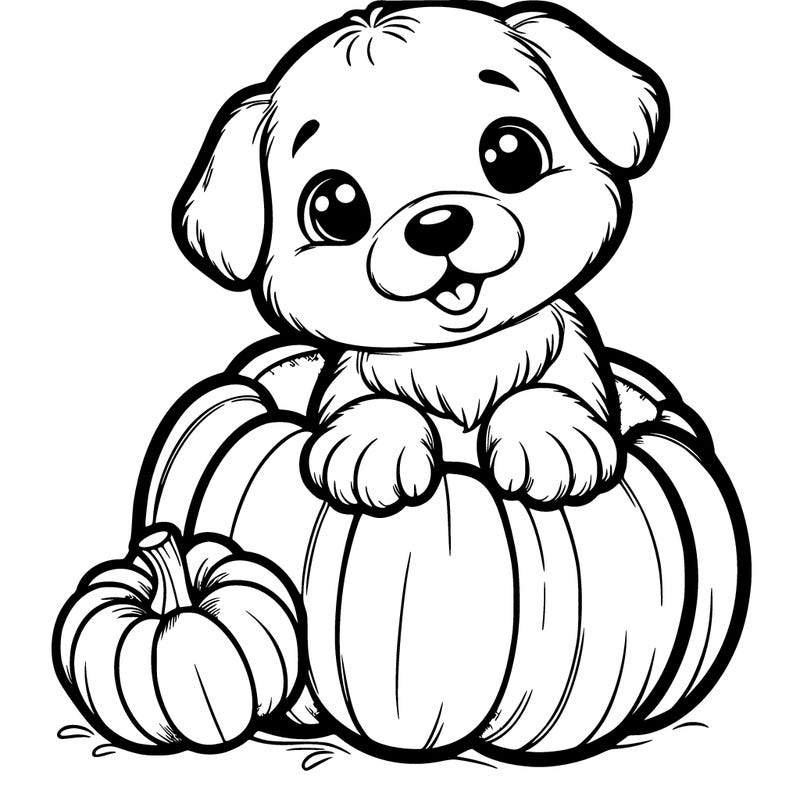 puppy that is in a pumpkin
