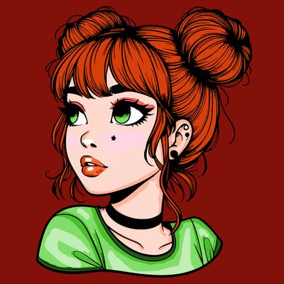 realistic girl with spacebuns