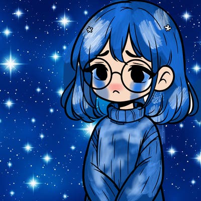 sad girl with glasses in a sweater