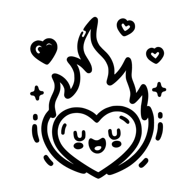 love heart on fire