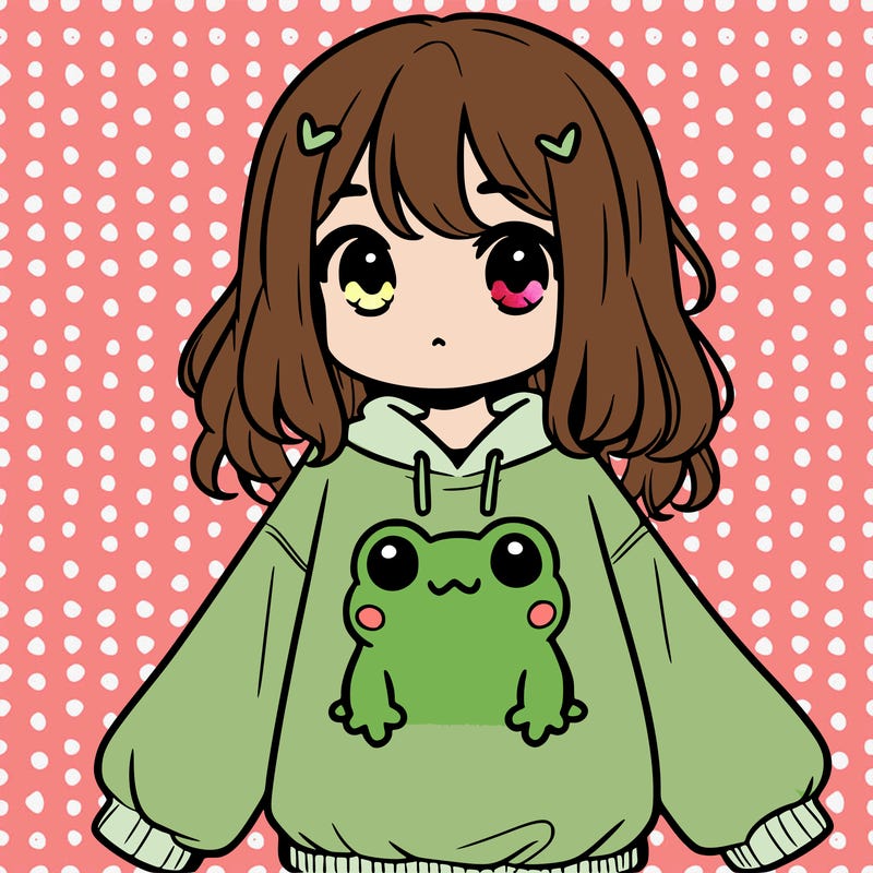 girl wearing frogging sweatshirt