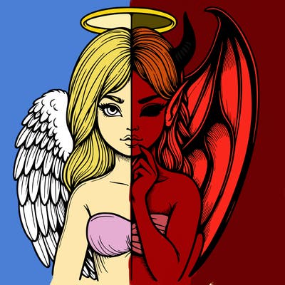 realistic angel half demon