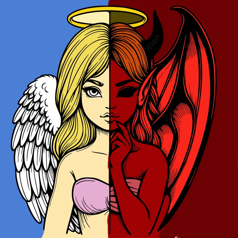 realistic angel half demon