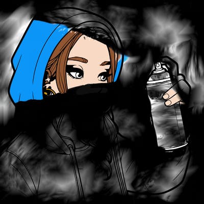 a realistic girl, spray painting
