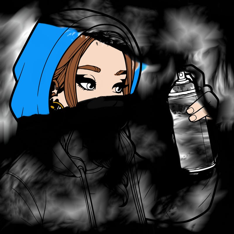 a realistic girl, spray painting