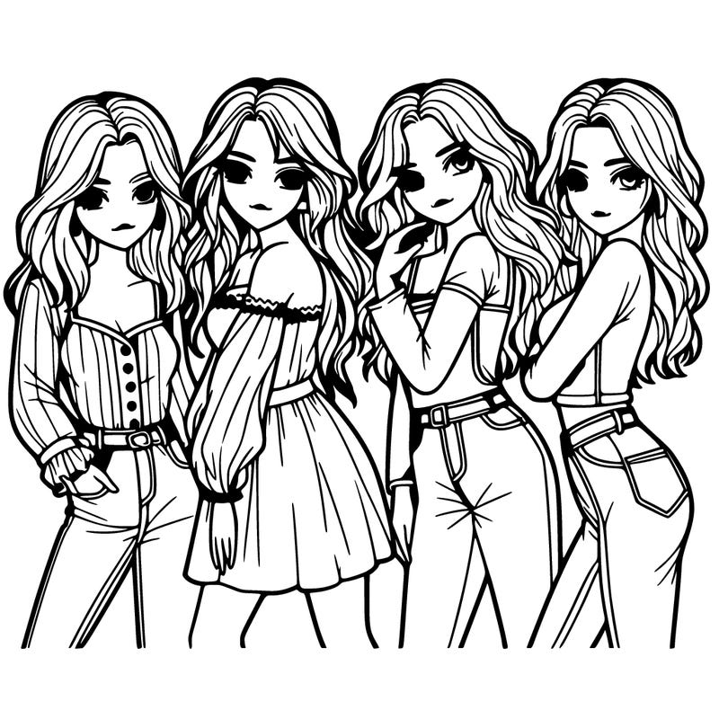 four beautiful girls posing