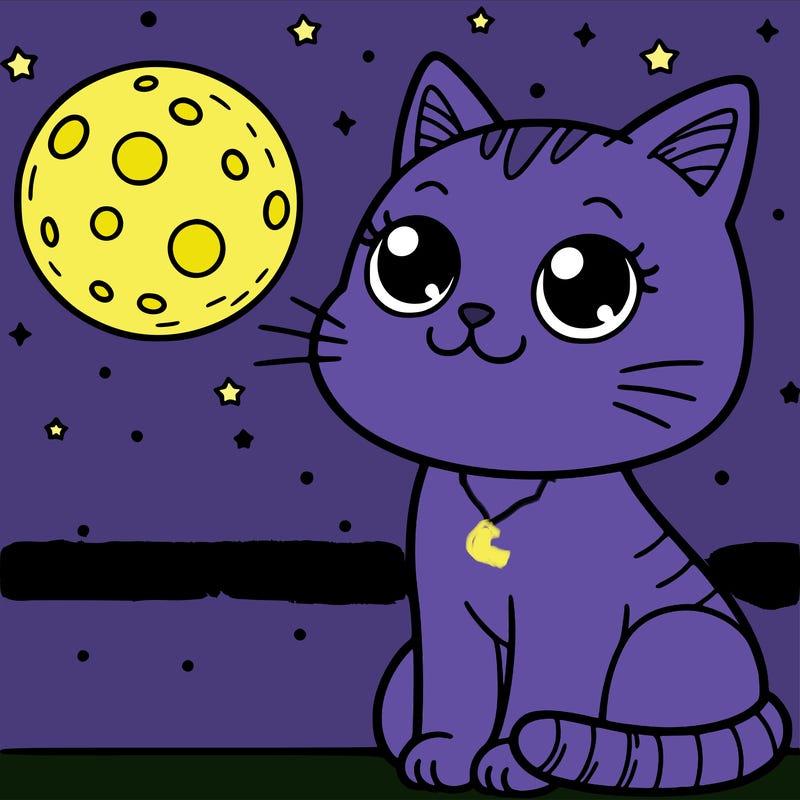 cat looking at the moon